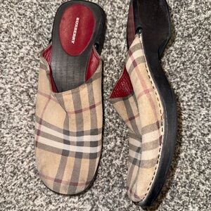 ✨ Burberry Nova Check Vintage Mules, Size 40 9.5 9 1/2 Plaid Slip On Slides